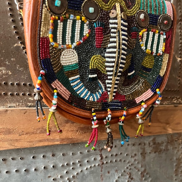 Beaded leather bag! Boho crossbody bag! This bag is unreal!!!! - Picture 2 of 7